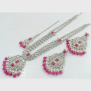 Rajwadi Collection Silver Plated Crystal Stone And Beads Long Necklace Set
