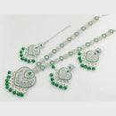 Rajwadi Collection Silver Plated Crystal Stone Pearl And Beads Long Necklace Set
