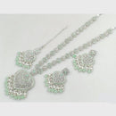 Rajwadi Collection Silver Plated Crystal Stone Pearl And Beads Long Necklace Set