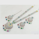 Rajwadi Collection Silver Plated Crystal Stone Pearl And Beads Long Necklace Set