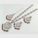 Rajwadi Collection Silver Plated Crystal Stone Pearl And Beads Long Necklace Set
