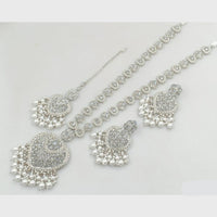 Rajwadi Collection Silver Plated Crystal Stone Pearl And Beads Long Necklace Set