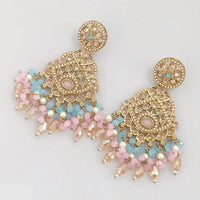 Rajwadi Collection Gold Plated Crystal Stone And Pearl Dangler Earrings