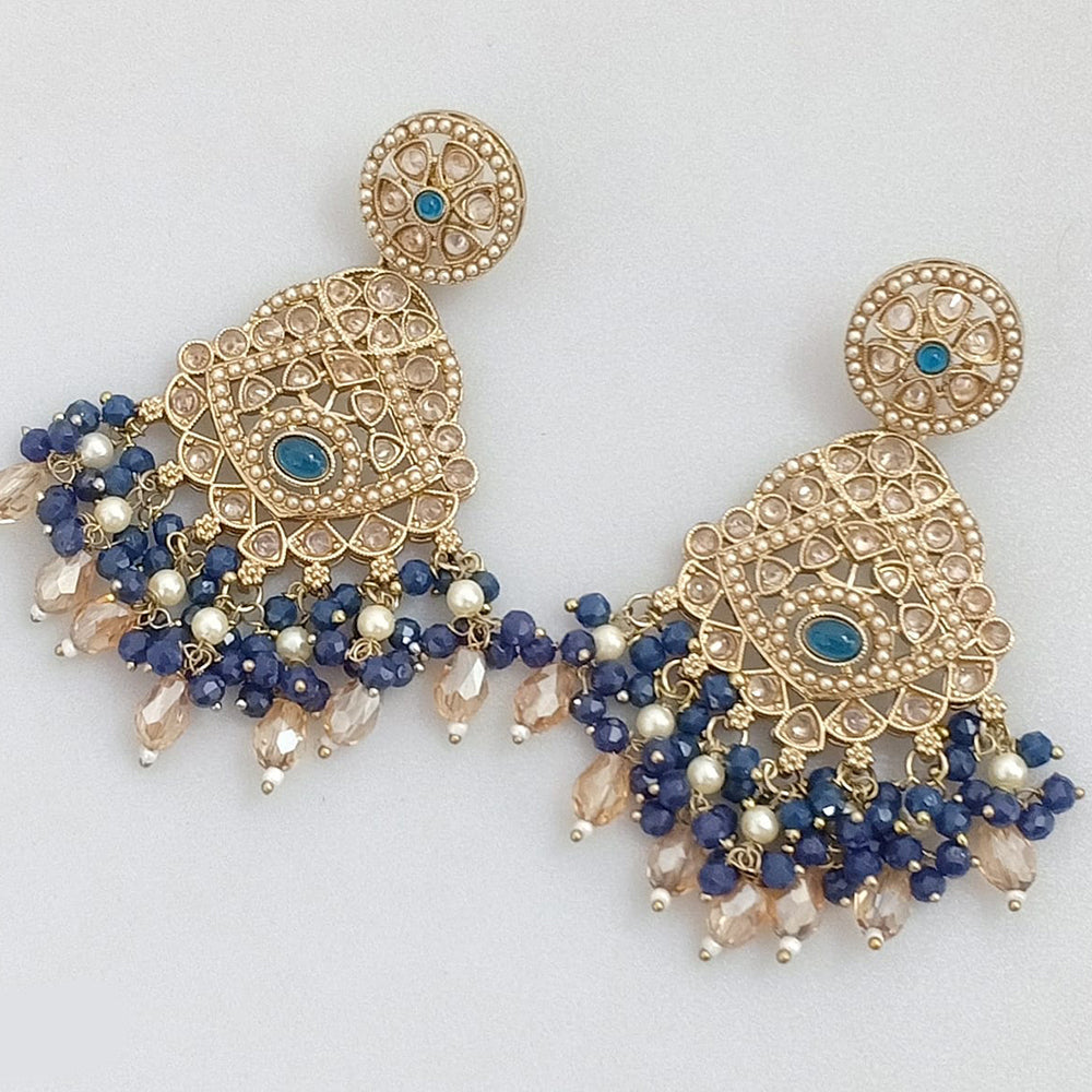 Rajwadi Collection Gold Plated Crystal Stone And Pearl Dangler Earrings