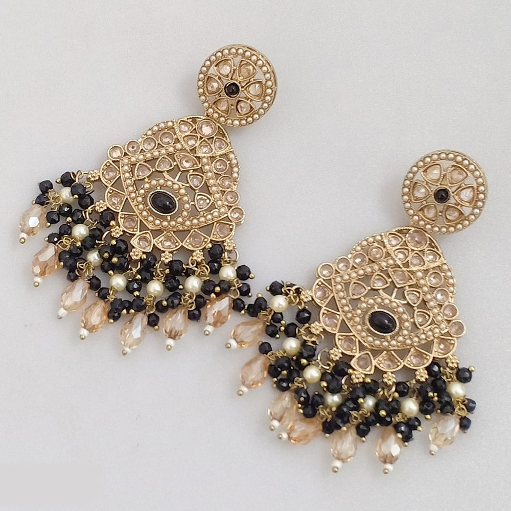 Rajwadi Collection Gold Plated Crystal Stone And Pearl Dangler Earrings