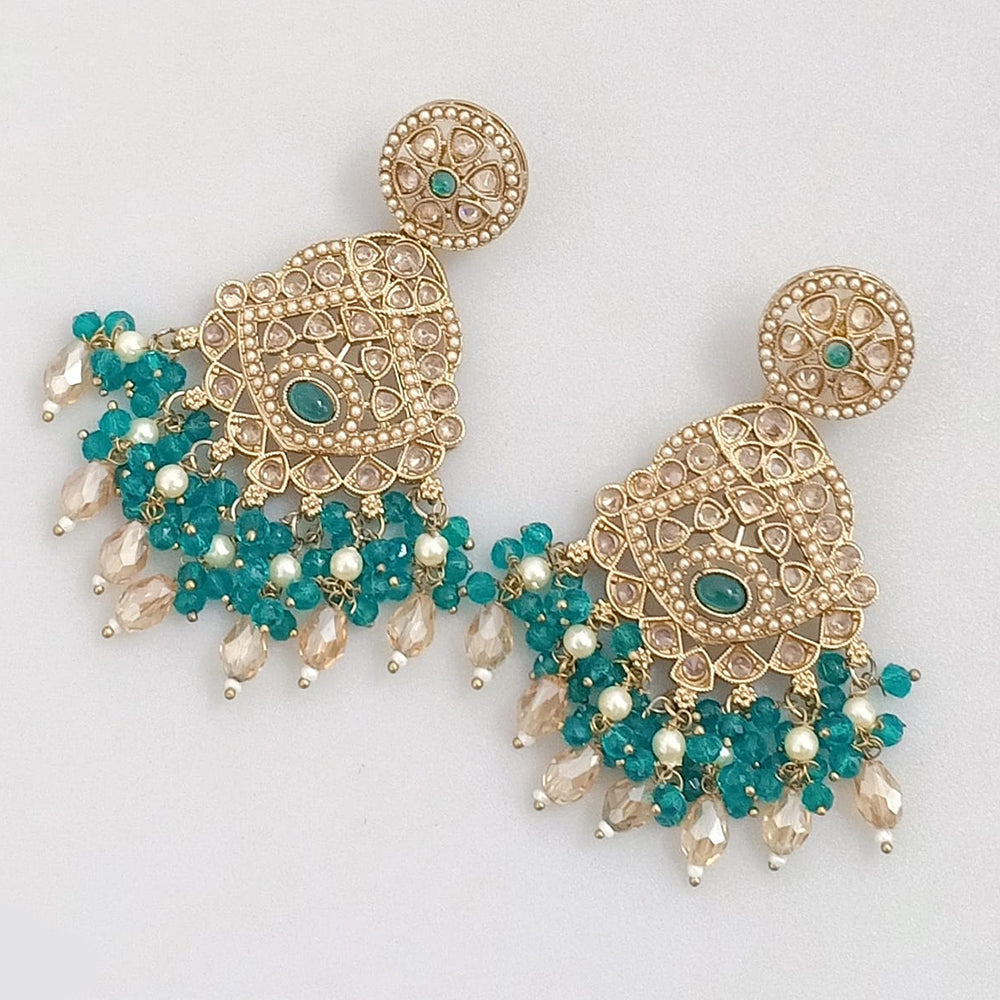 Rajwadi Collection Gold Plated Crystal Stone And Pearl Dangler Earrings