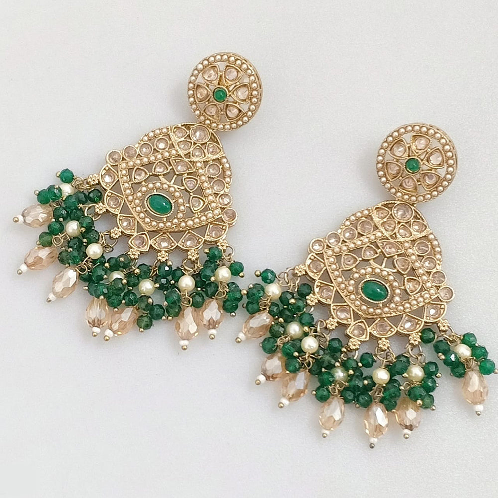 Rajwadi Collection Gold Plated Crystal Stone And Pearl Dangler Earrings
