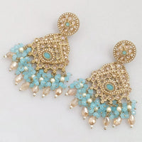 Rajwadi Collection Gold Plated Crystal Stone And Pearl Dangler Earrings
