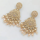 Rajwadi Collection Gold Plated Crystal Stone And Pearl Dangler Earrings