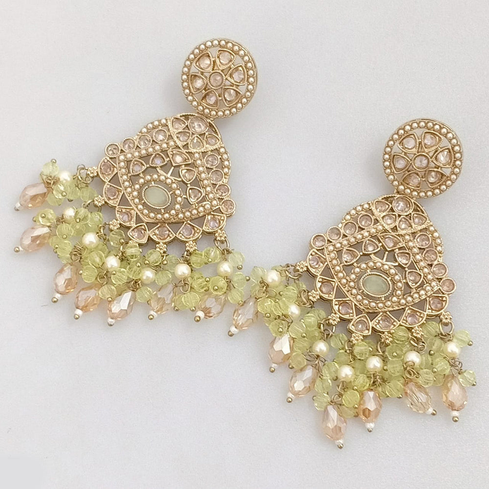 Rajwadi Collection Gold Plated Crystal Stone And Pearl Dangler Earrings