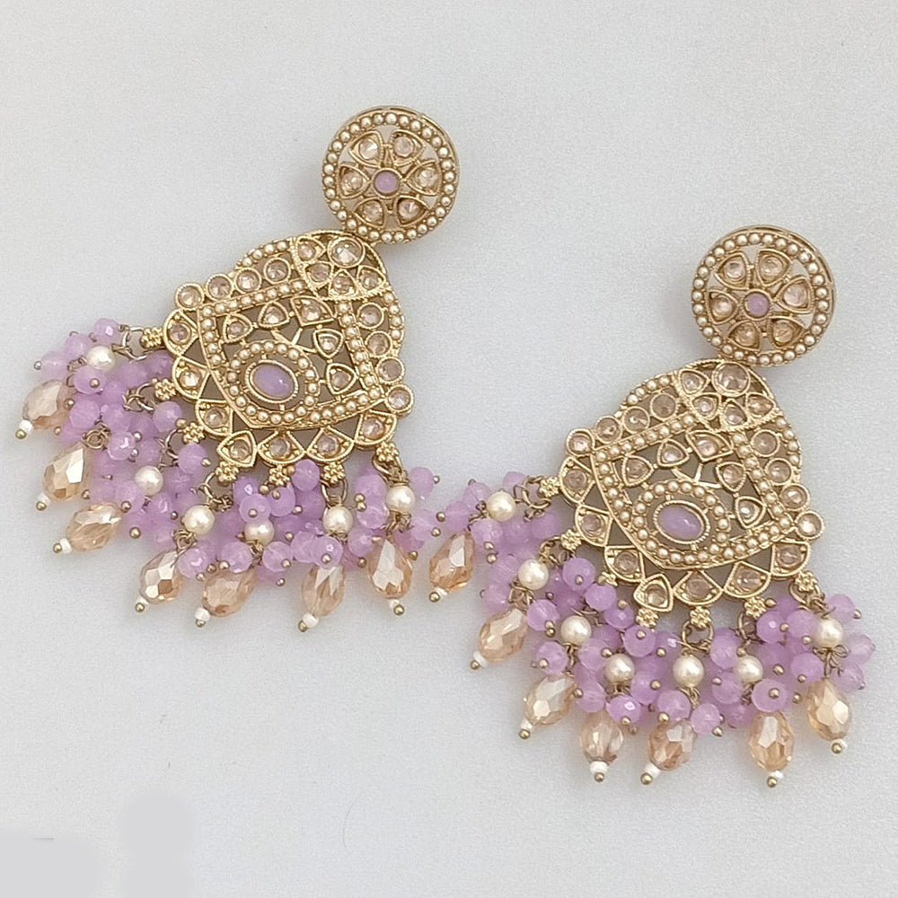 Rajwadi Collection Gold Plated Crystal Stone And Pearl Dangler Earrings