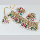 Rajwadi Collection Gold  Plated Crystal Stone And Pearl Necklace Set