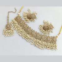 Rajwadi Collection Gold  Plated Crystal Stone And Pearl Necklace Set