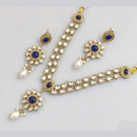 Rajwadi Collection Gold Plated Pota Stone Necklace Set