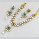 Rajwadi Collection Gold Plated Pota Stone Necklace Set