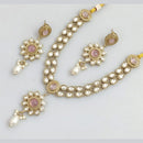 Rajwadi Collection Gold Plated Pota Stone Necklace Set