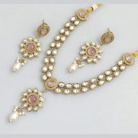 Rajwadi Collection Gold Plated Pota Stone Necklace Set