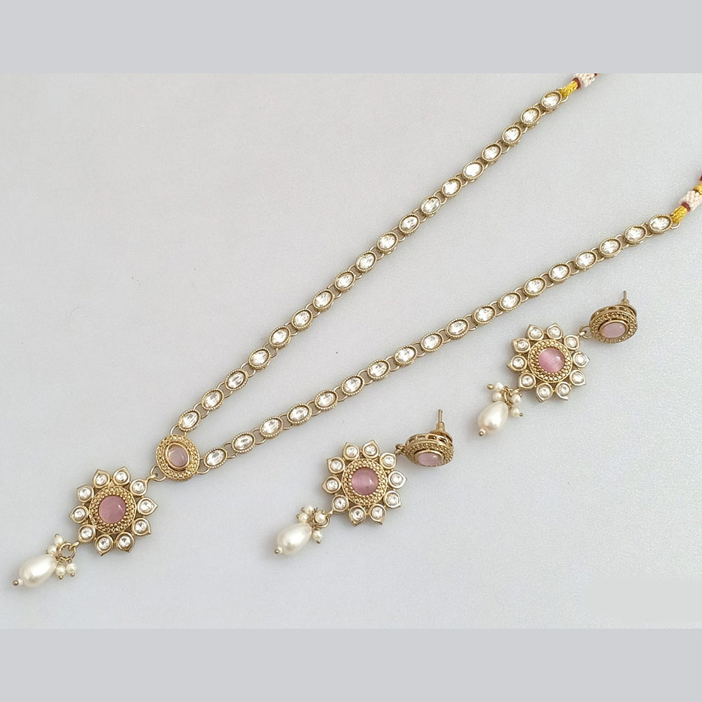 Rajwadi Collection Gold Plated Pota Stone Necklace Set