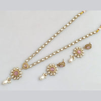 Rajwadi Collection Gold Plated Pota Stone Necklace Set
