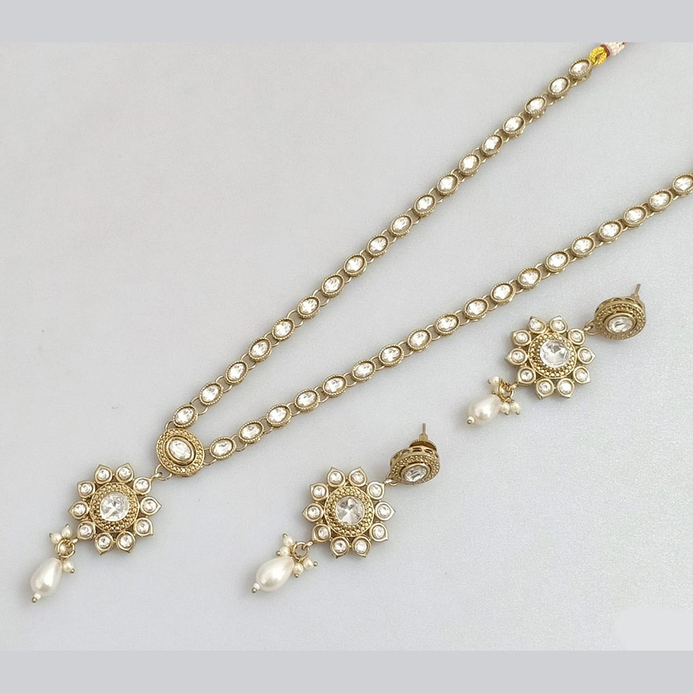 Rajwadi Collection Gold Plated Pota Stone Necklace Set