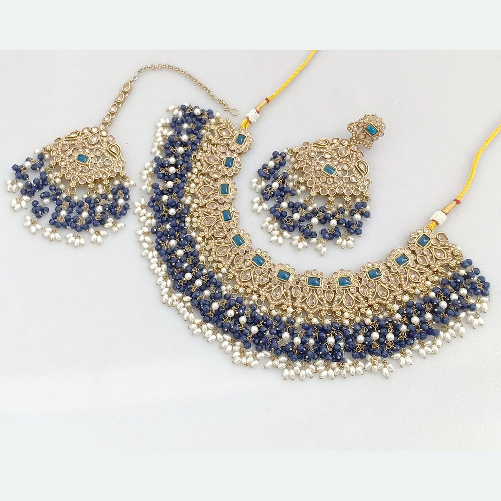 Rajwadi Collection Gold  Plated Crystal Stone And Pearl Necklace Set