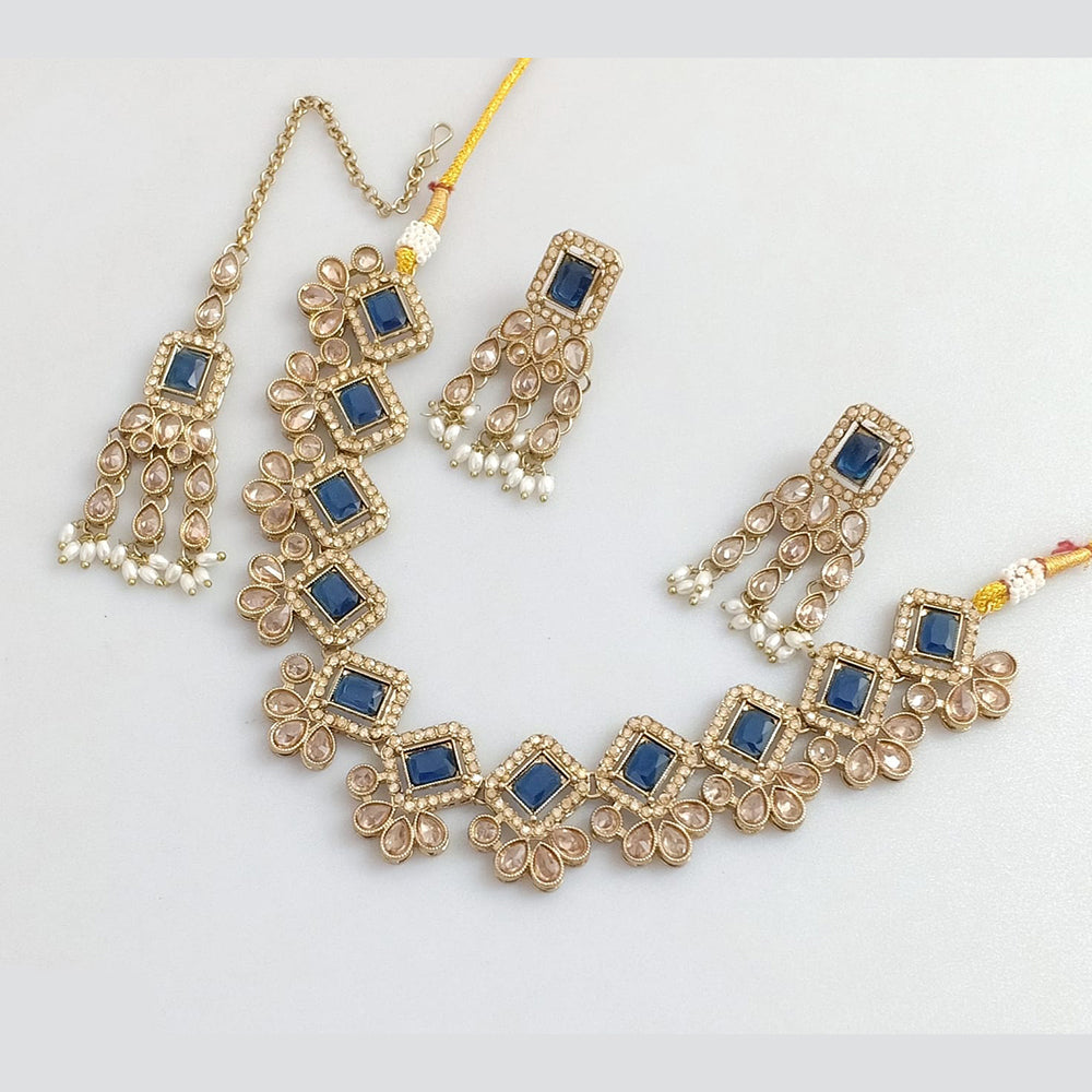 Rajwadi Collection Gold  Plated Crystal Stone And Pearl Necklace Set