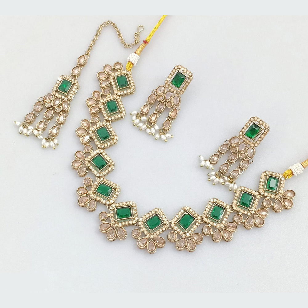 Rajwadi Collection Gold  Plated Crystal Stone And Pearl Necklace Set