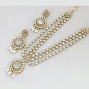 Rajwadi Collection Gold  Plated Crystal Stone And Pearl Long Necklace Set