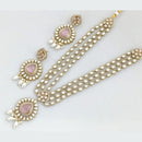 Rajwadi Collection Gold  Plated Crystal Stone And Pearl Long Necklace Set