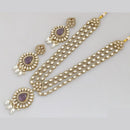 Rajwadi Collection Gold  Plated Crystal Stone And Pearl Long Necklace Set