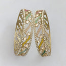Rajwadi Collection Gold Plated Crystal Stone And Pearl Bangles Set