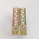 Rajwadi Collection Gold Plated Crystal Stone And Pearl Bangles Set