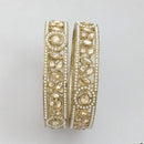Rajwadi Collection Gold Plated Crystal Stone And Pearl Bangles Set
