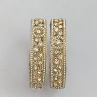 Rajwadi Collection Gold Plated Crystal Stone And Pearl Bangles Set