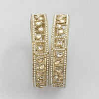 Rajwadi Collection Gold Plated Crystal Stone And Pearl Bangles Set
