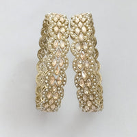 Rajwadi Collection Gold Plated Crystal Stone And Pearl Bangles Set