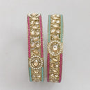 Rajwadi Collection Gold Plated Crystal Stone And Pearl Bangles Set