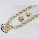 Rajwadi Collection Gold Plated Kundan And Beads Long Necklace Set