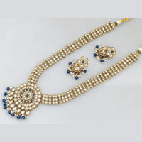 Rajwadi Collection Gold Plated Kundan And Beads Long Necklace Set