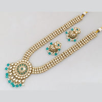 Rajwadi Collection Gold Plated Kundan And Beads Long Necklace Set