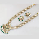 Rajwadi Collection Gold Plated Kundan And Beads Long Necklace Set