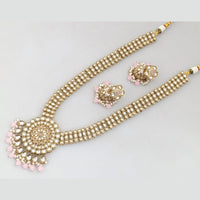 Rajwadi Collection Gold Plated Kundan And Beads Long Necklace Set