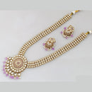 Rajwadi Collection Gold Plated Kundan And Beads Long Necklace Set