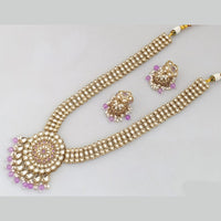 Rajwadi Collection Gold Plated Kundan And Beads Long Necklace Set