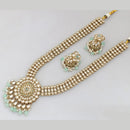 Rajwadi Collection Gold Plated Kundan And Beads Long Necklace Set