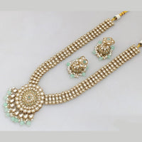 Rajwadi Collection Gold Plated Kundan And Beads Long Necklace Set