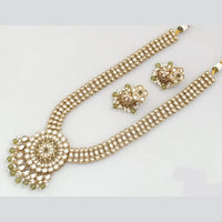 Rajwadi Collection Gold Plated Kundan And Beads Long Necklace Set
