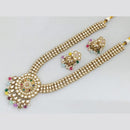 Rajwadi Collection Gold Plated Kundan And Beads Long Necklace Set