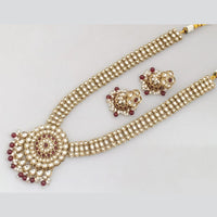 Rajwadi Collection Gold Plated Kundan And Beads Long Necklace Set