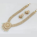 Rajwadi Collection Gold Plated Kundan And Beads Long Necklace Set